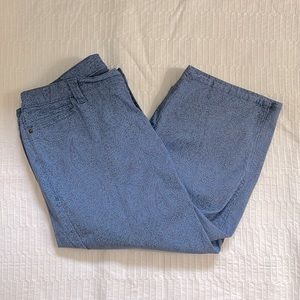 Catherines Blue Paisley Elastic Waist Crop Pants 20W